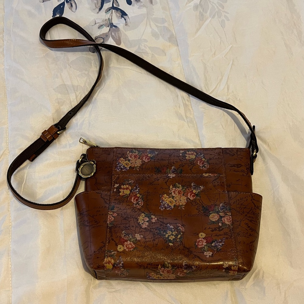 Patricia Nash floral world map crossbody